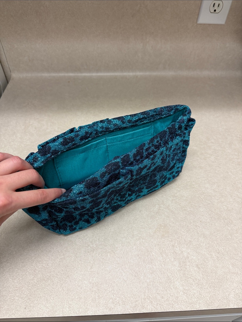 Teal Leopard Print Purse Organizer